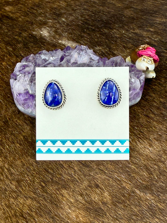Lapis Sterling Silver Teardrop Studs