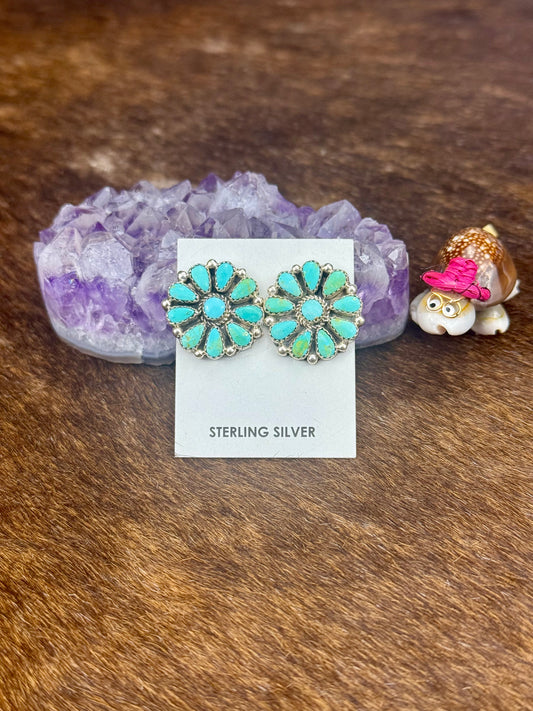Kingman Turquoise Flower Earring