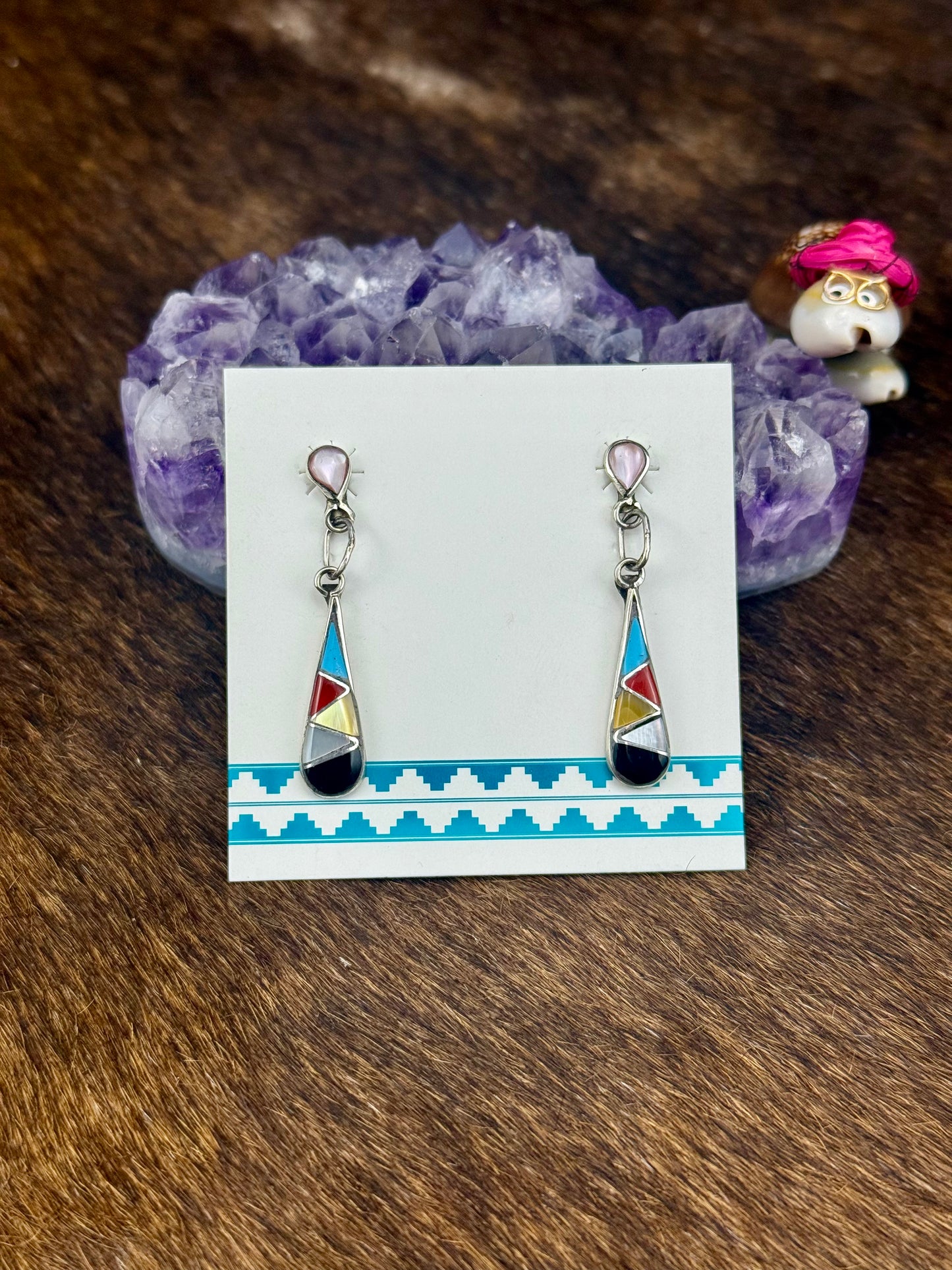 Multi-Color Sterling Silver Teardrop Earrings