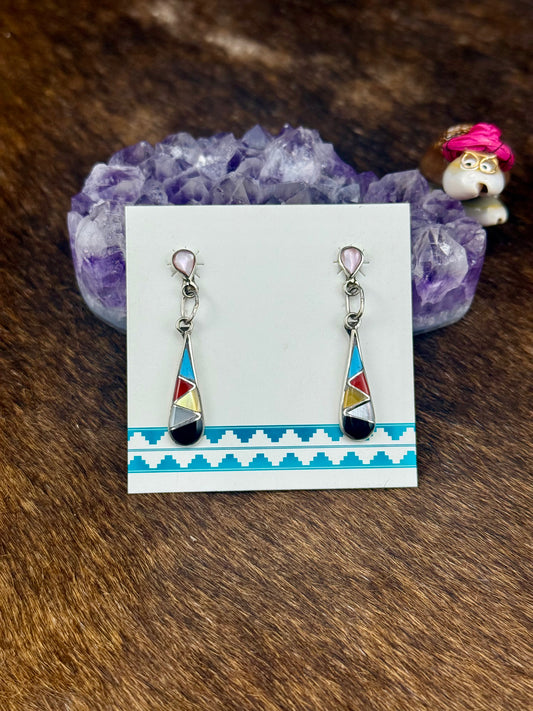 Multi-Color Sterling Silver Teardrop Earrings