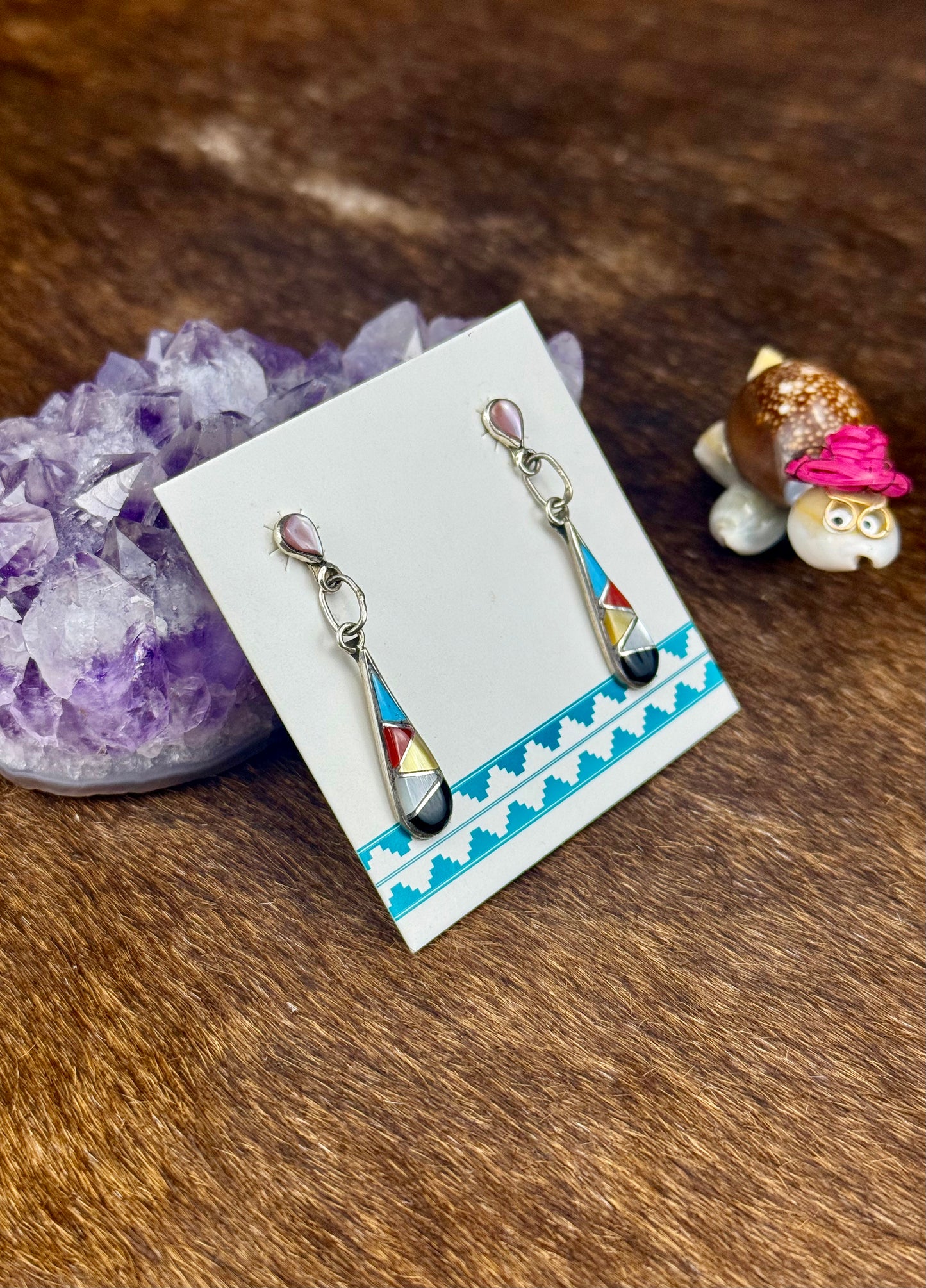 Multi-Color Sterling Silver Teardrop Earrings