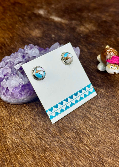 Cotton Candy Sterling Silver Round Stud Earrings