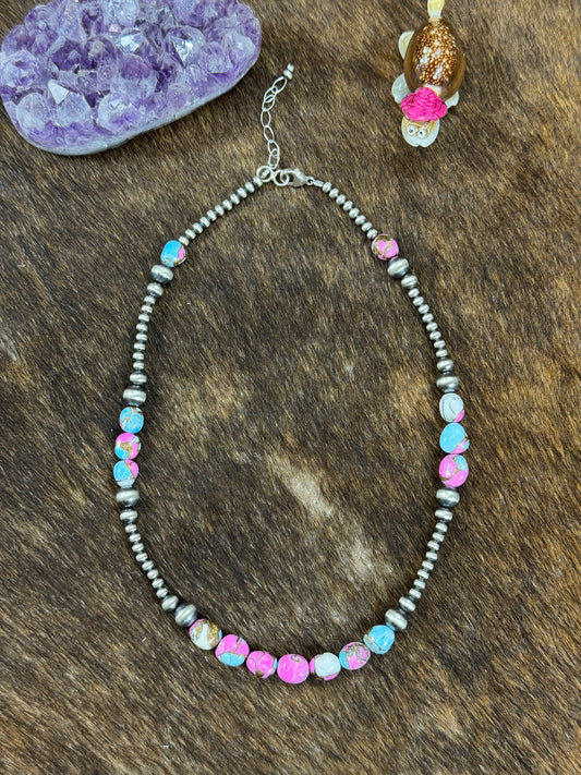 Cotton Candy Color Sterling Silver Necklace