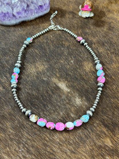 Cotton Candy Color Sterling Silver Necklace