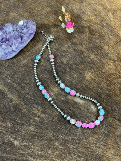 Cotton Candy Color Sterling Silver Necklace
