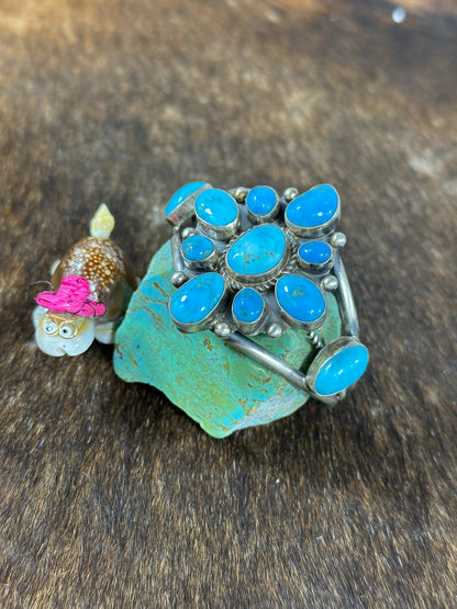 Kingman Turquoise Cluster Bracelet