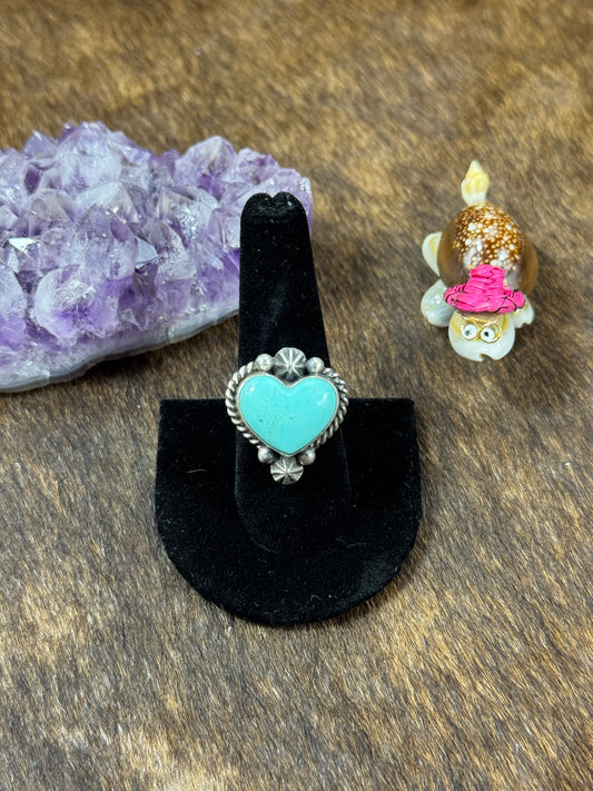 Kingman Turquoise Small Heart Ring
