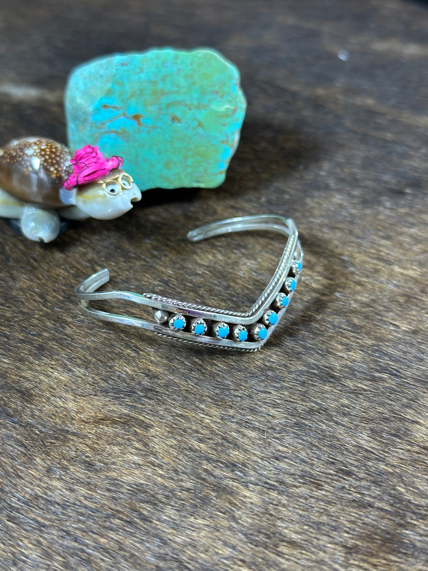 Kingman Turquoise Triangle Cuff