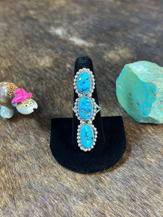 Sleeping beauty 3 stone ring