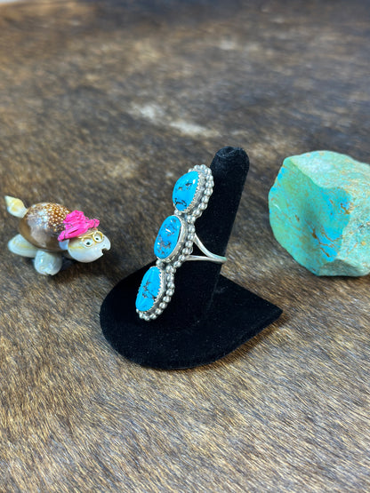 Sleeping beauty 3 stone ring