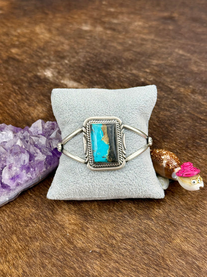 Blackjack Turquoise Sterling Silver Rectangle Cuff