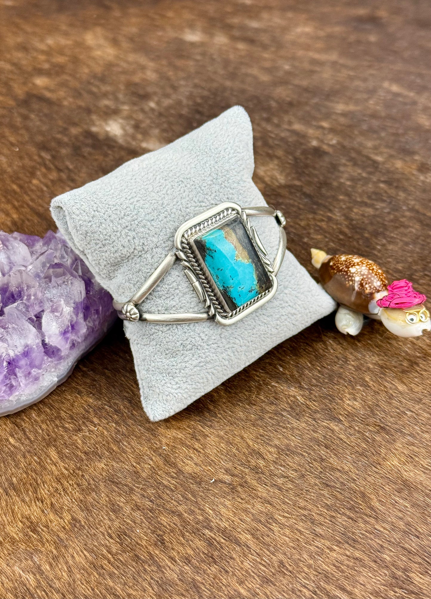 Blackjack Turquoise Sterling Silver Rectangle Cuff