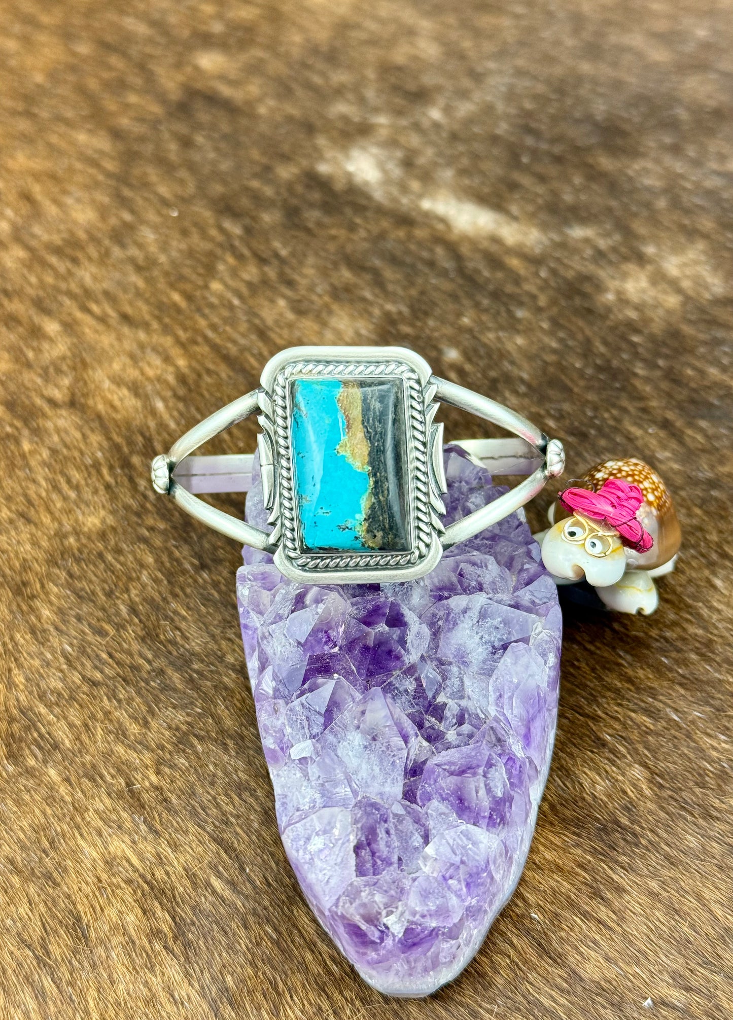 Blackjack Turquoise Sterling Silver Rectangle Cuff