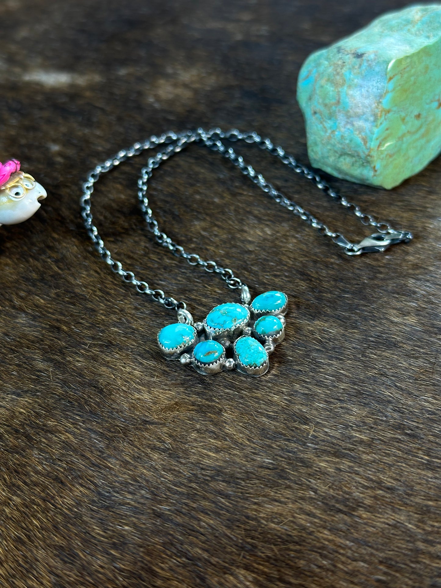 Turquoise Half Cluster Necklace