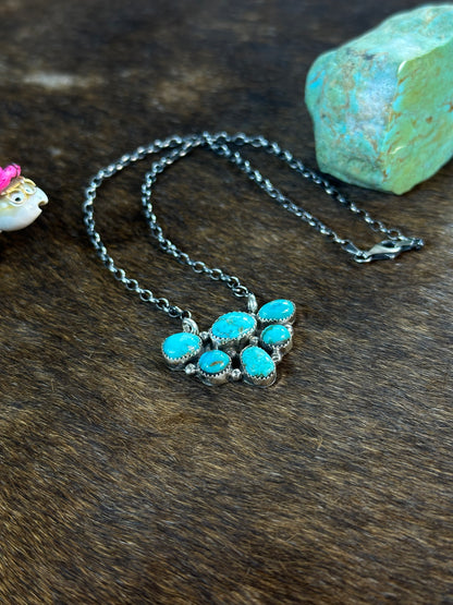Turquoise Half Cluster Necklace