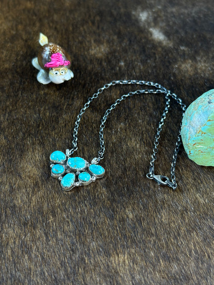 Turquoise Half Cluster Necklace