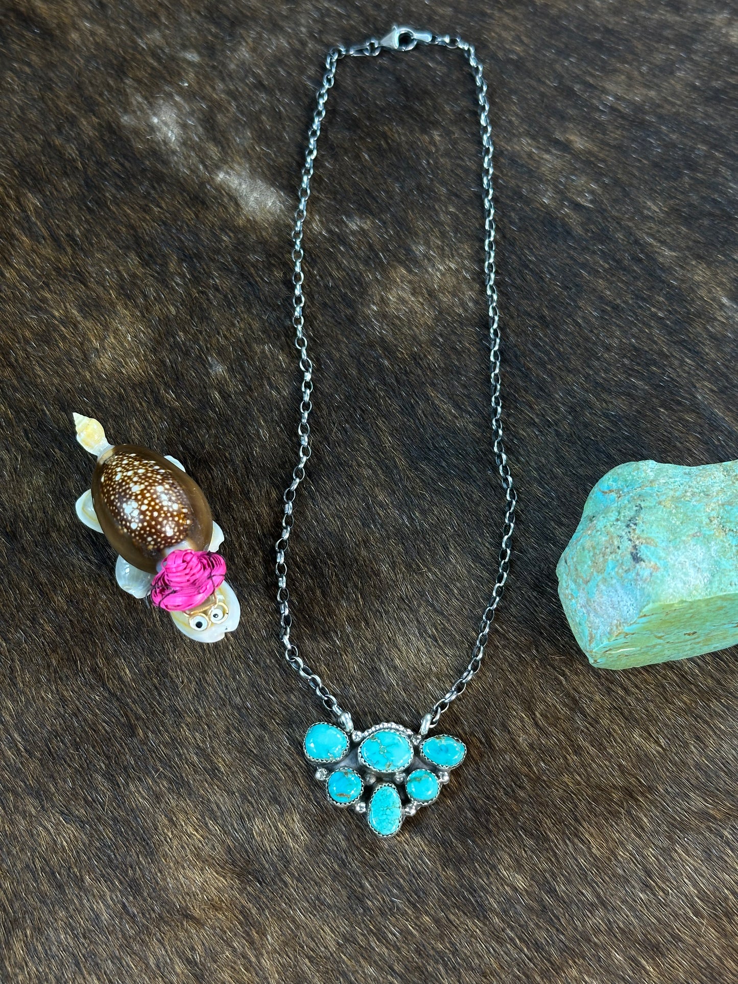 Turquoise Half Cluster Necklace