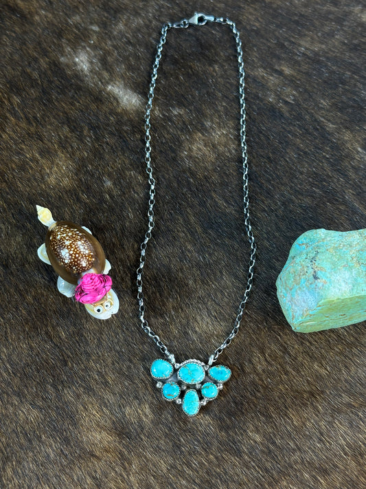 Turquoise Half Cluster Necklace
