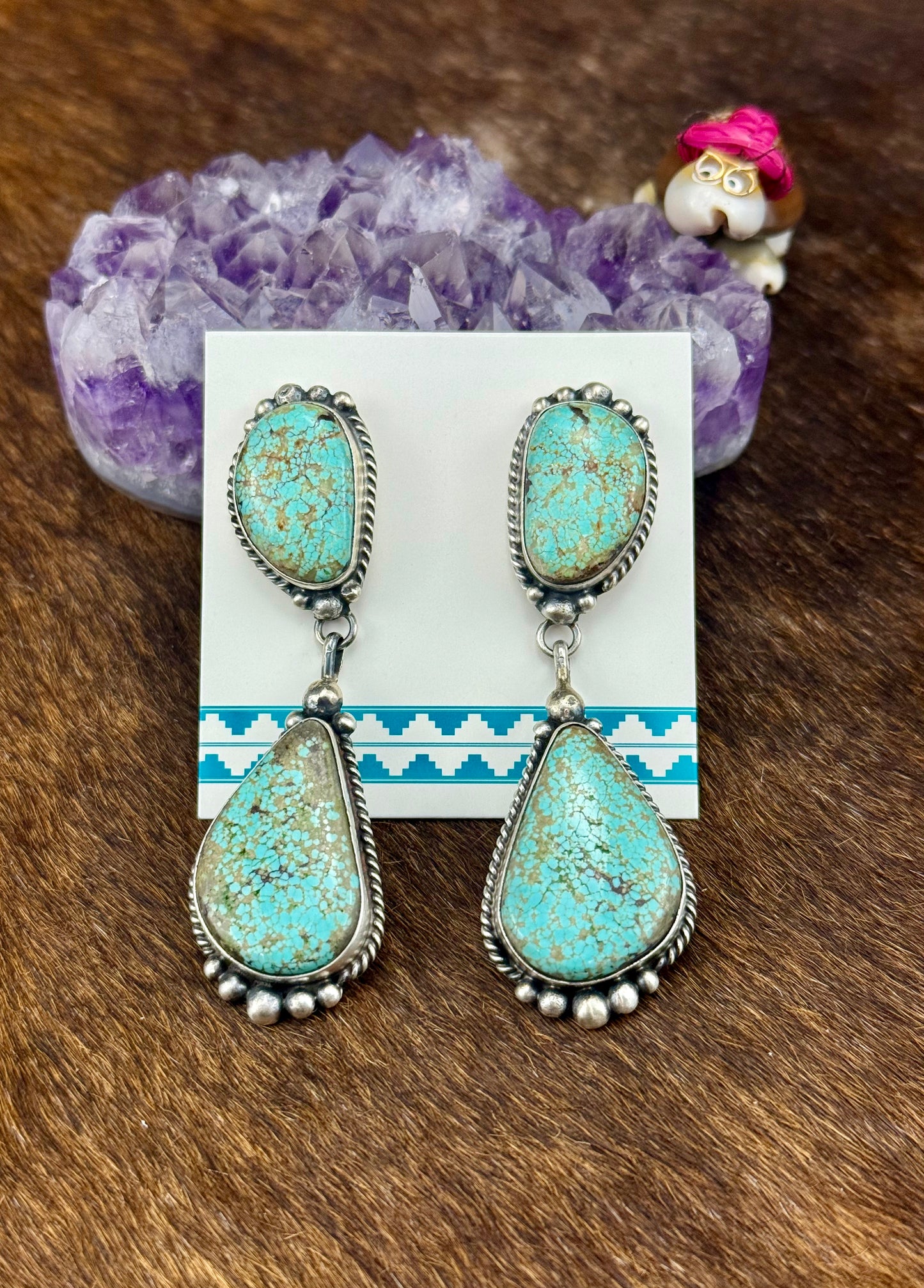 Kingman Turquoise Sterling Silver Dangle Earrings