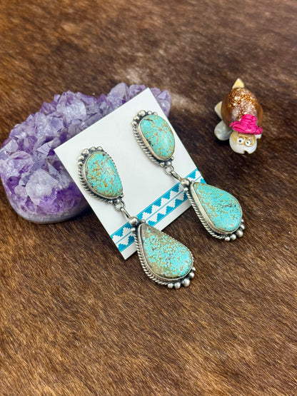 Kingman Turquoise Sterling Silver Dangle Earrings