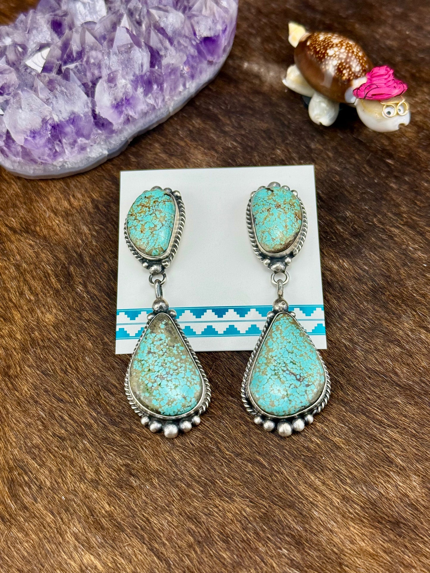 Kingman Turquoise Sterling Silver Dangle Earrings