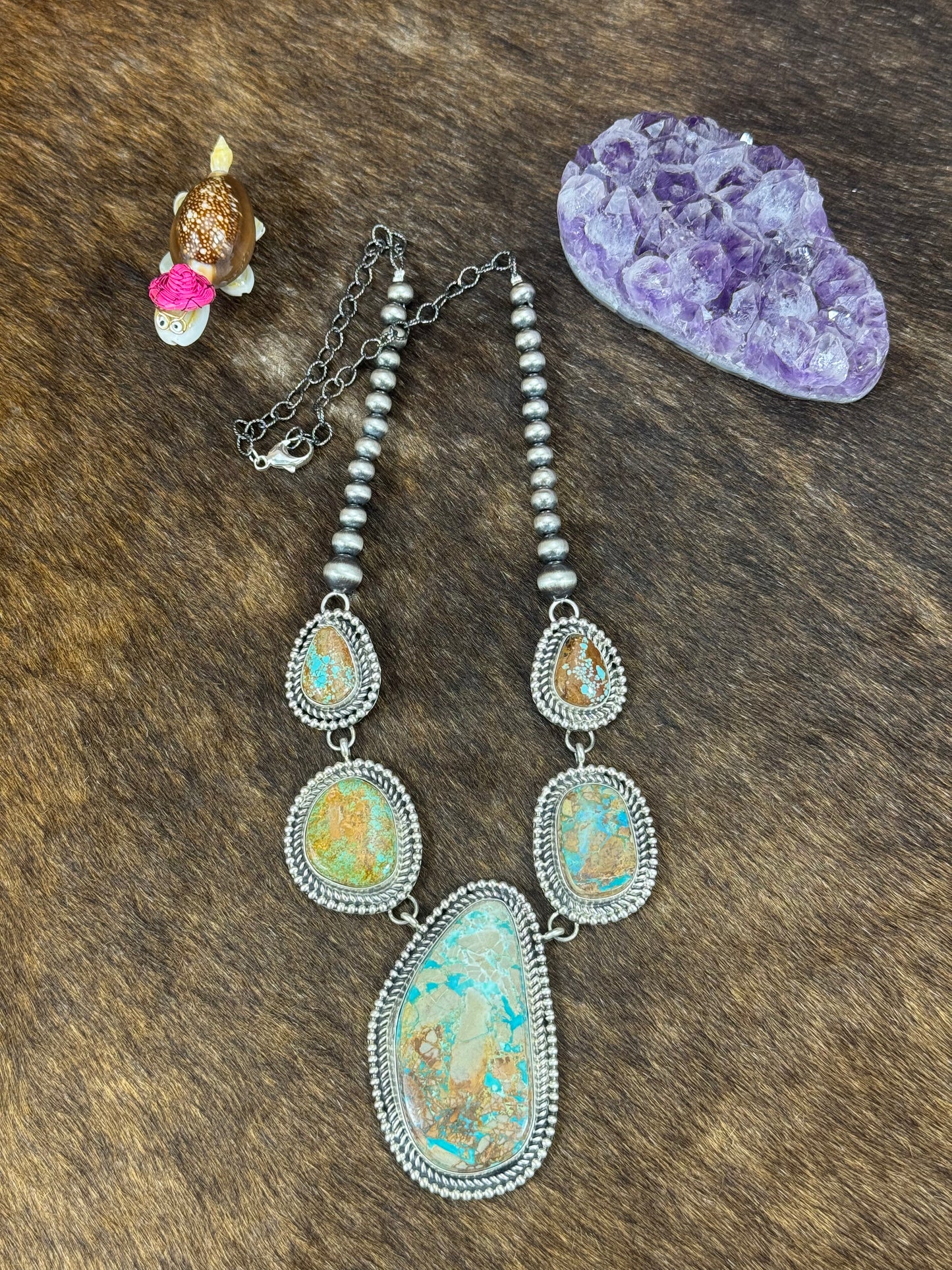Royston Turquoise and Sterling Pearl Necklace