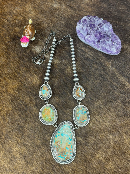 Royston Turquoise and Sterling Pearl Necklace
