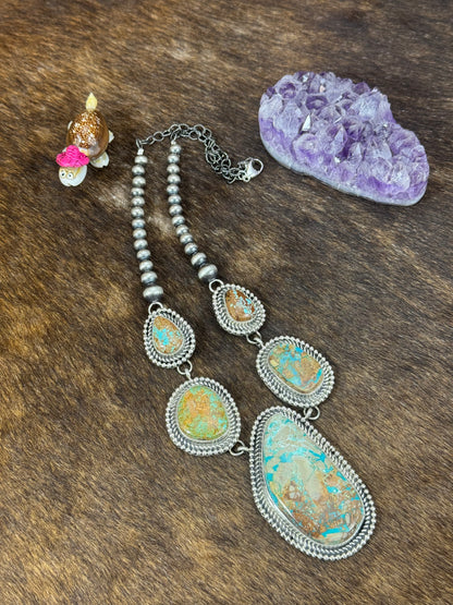 Royston Turquoise and Sterling Pearl Necklace