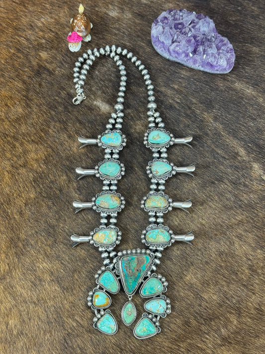 Royston Turquoise Squash Blossom Necklace
