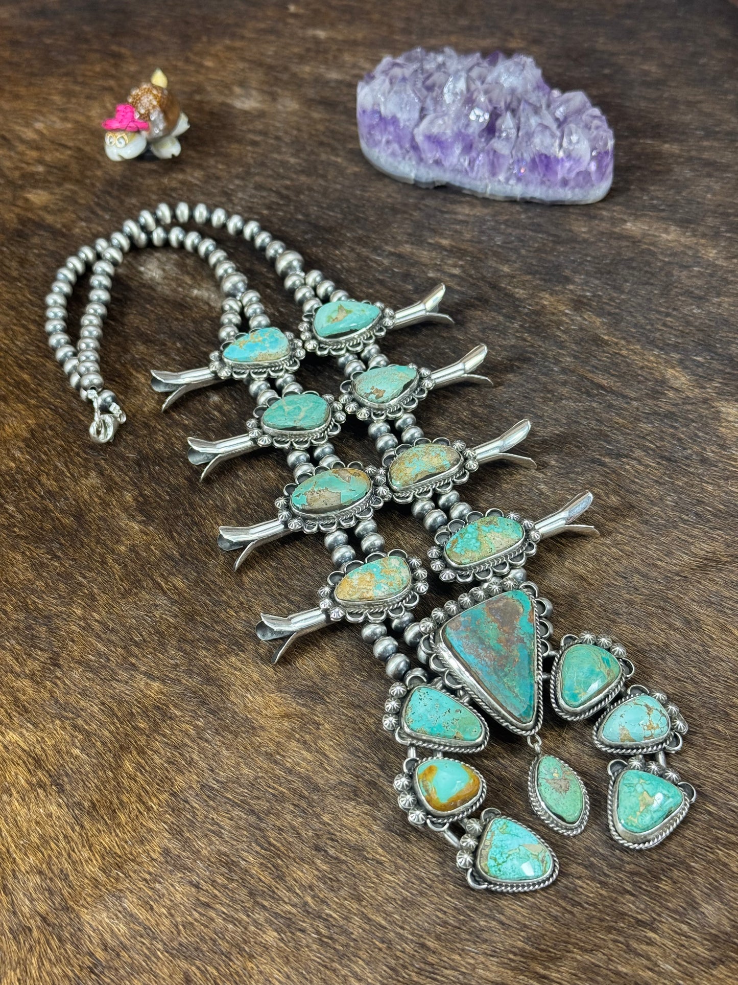 Royston Turquoise Squash Blossom Necklace