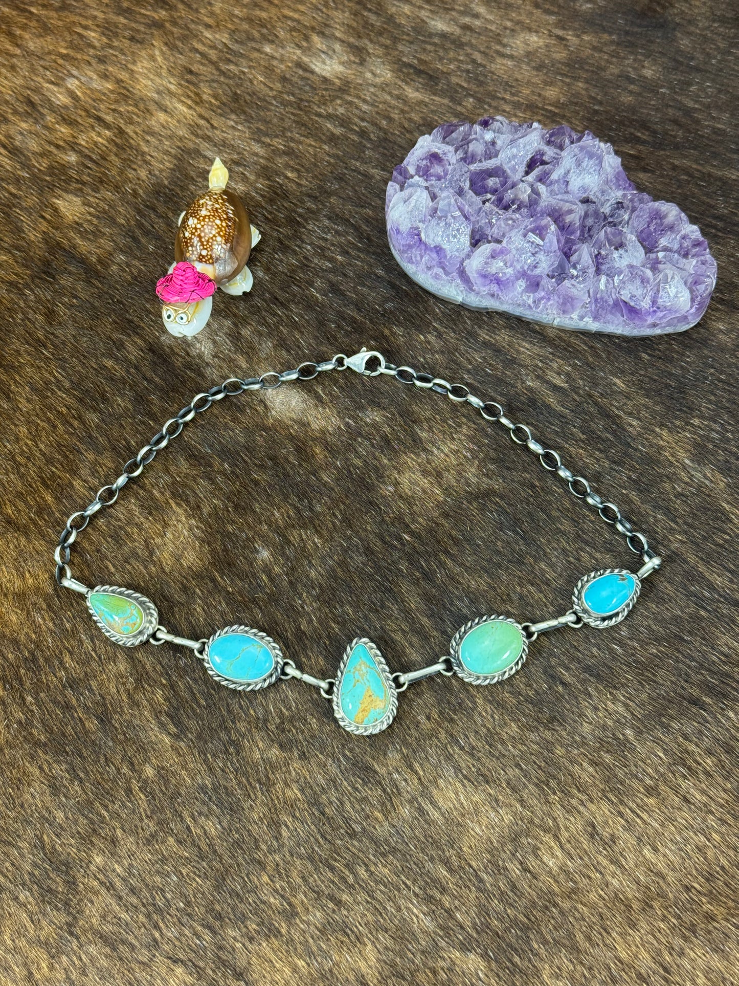 Kingman Turquoise Teardrop Choker Necklace