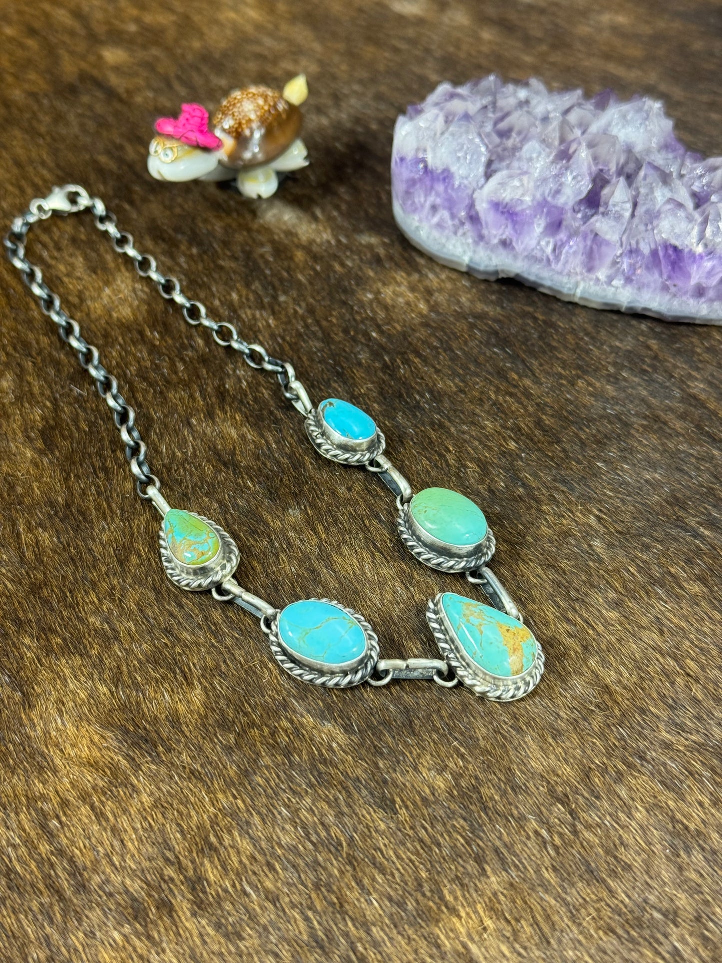 Kingman Turquoise Teardrop Choker Necklace