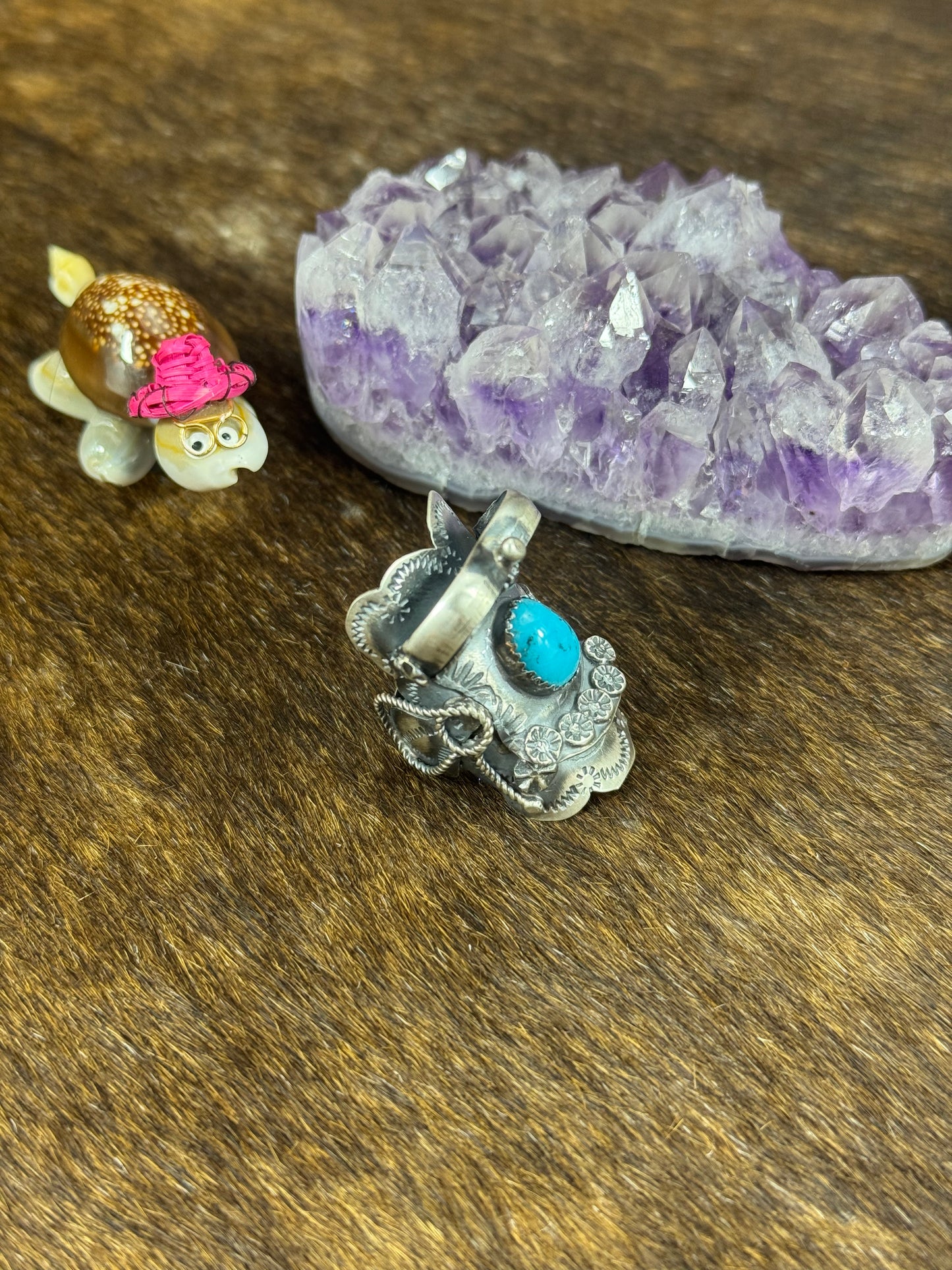 Kingman Turquoise Saddle Sterling Ring