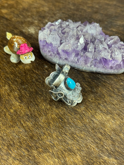Kingman Turquoise Saddle Sterling Ring