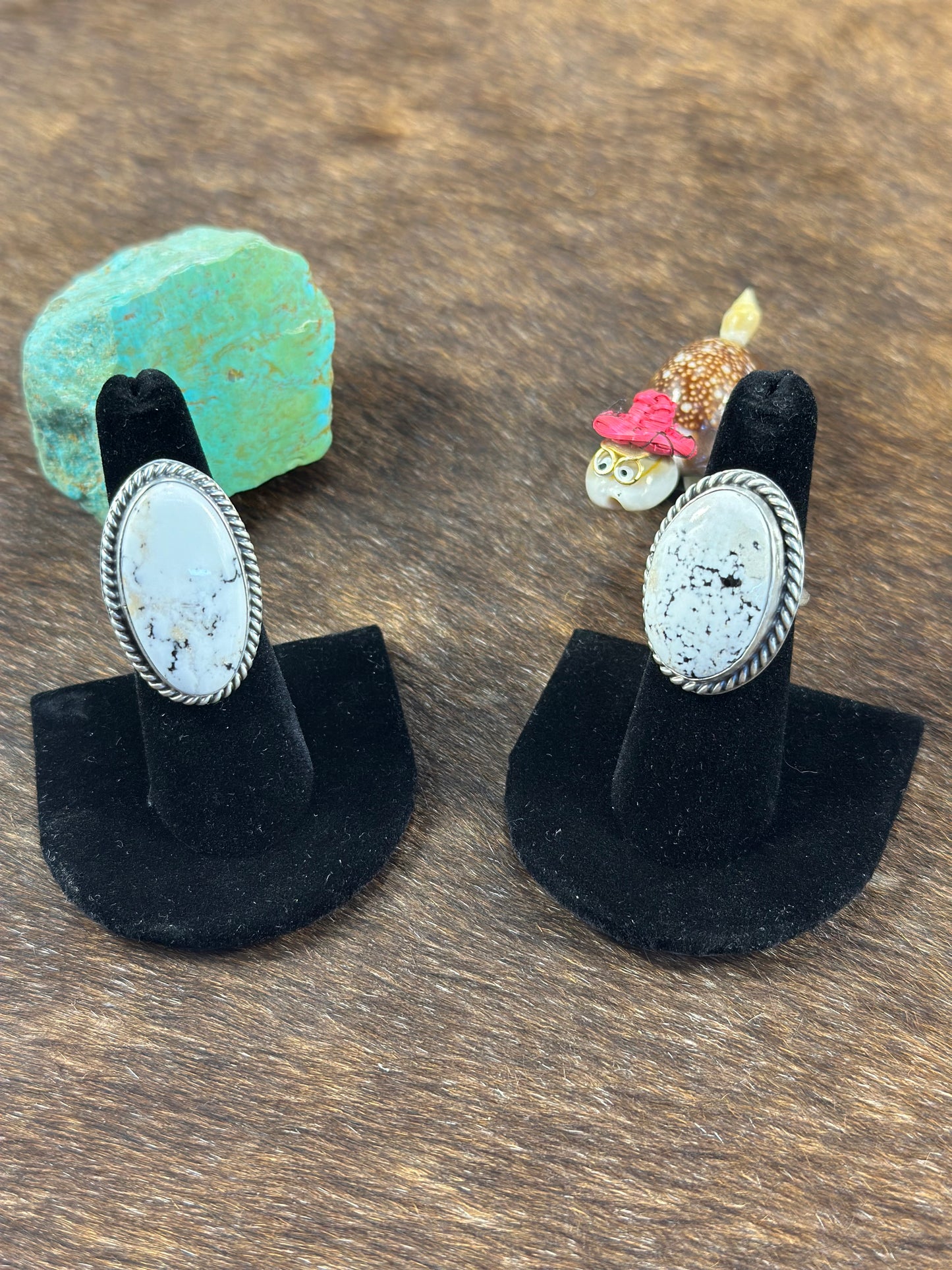 White Buffalo Oval Ring