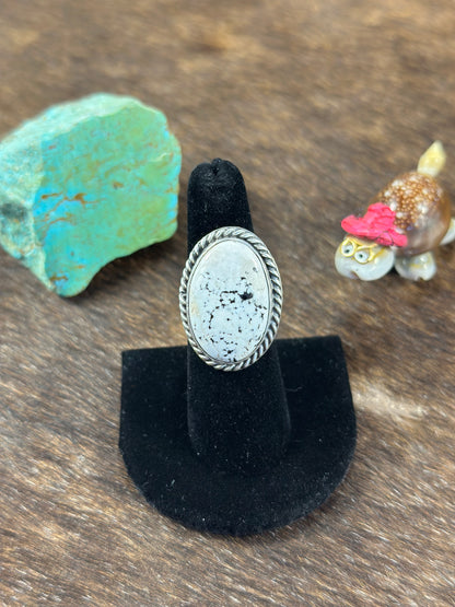 White Buffalo Oval Ring