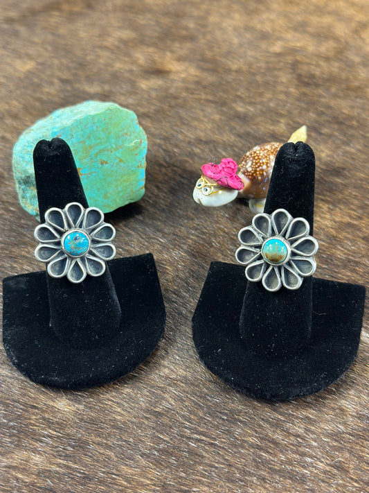 Sterling & Turquoise flower Ring