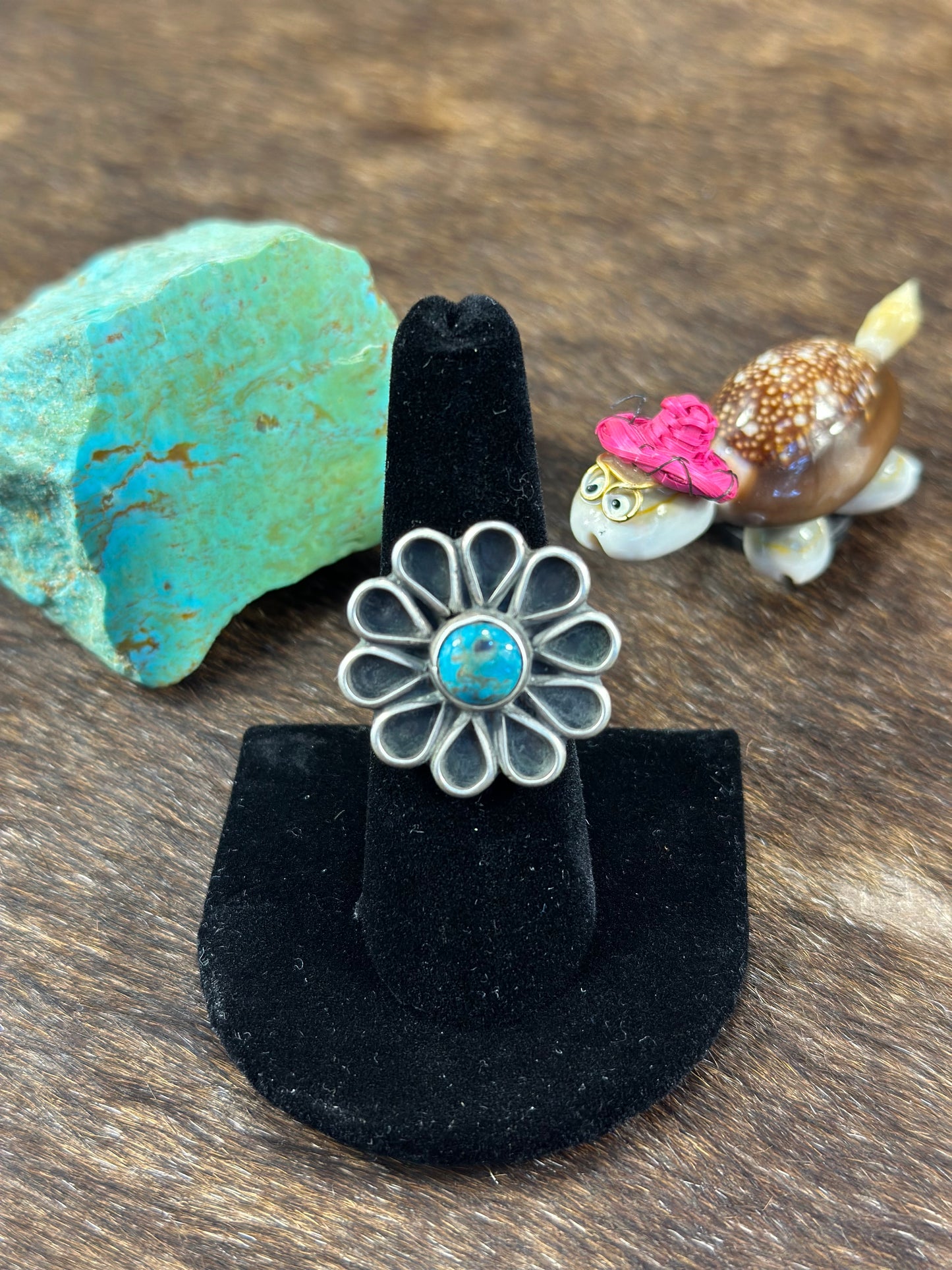 Sterling & Turquoise flower Ring