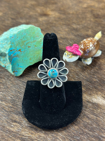 Sterling & Turquoise flower Ring