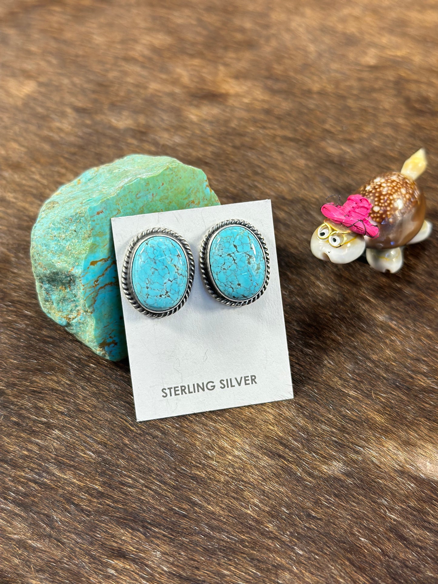 #8 Turquoise Oval Stud Earrings