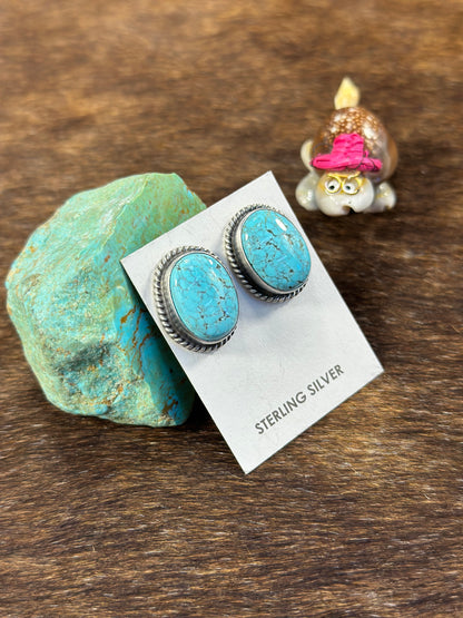 #8 Turquoise Oval Stud Earrings