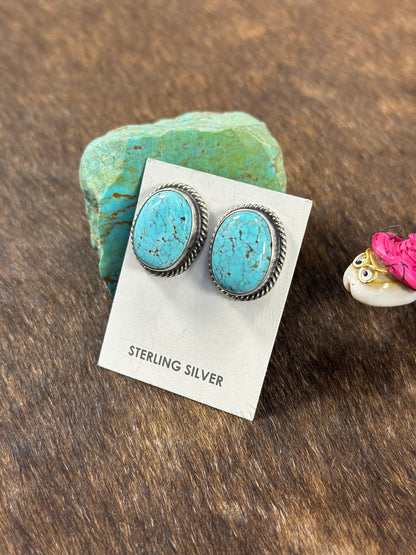 #8 Turquoise Oval Stud Earrings