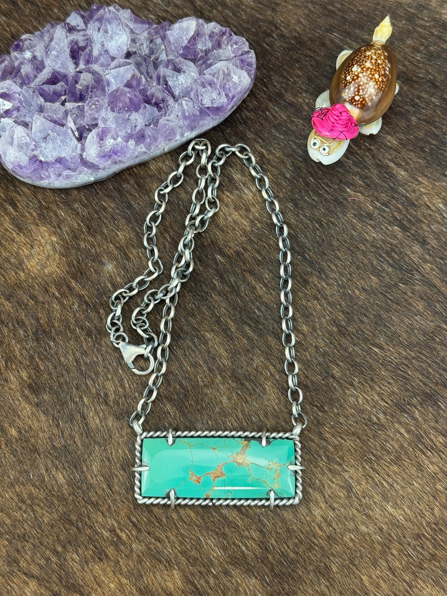 Kingman Turquoise Large Waterproof Bar Necklace