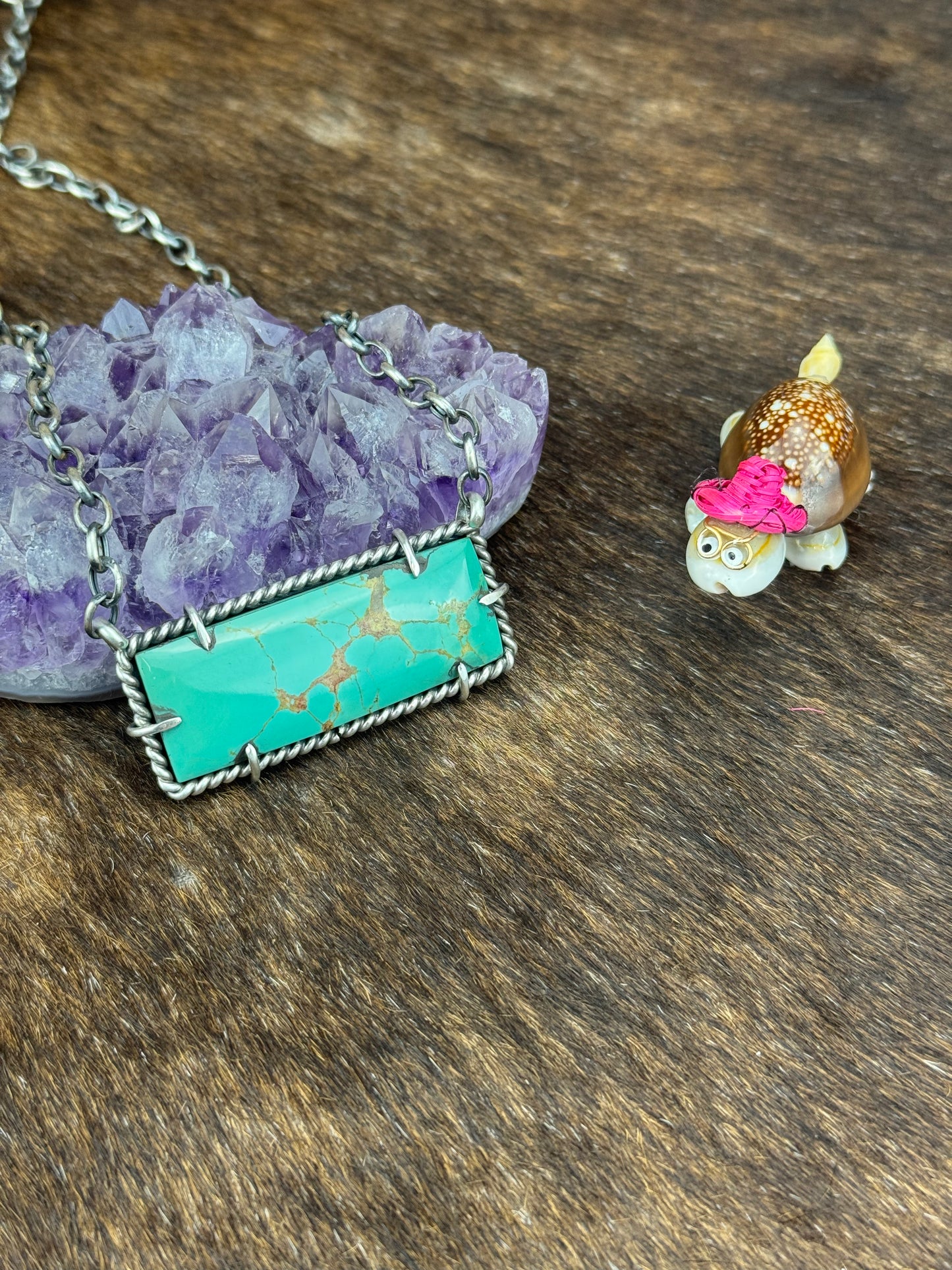 Kingman Turquoise Large Waterproof Bar Necklace