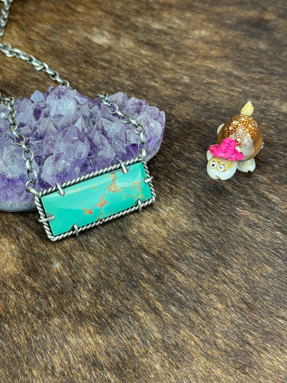 Kingman Turquoise Large Waterproof Bar Necklace