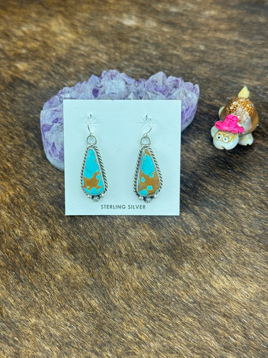 #8 Turquoise Sterling Silver Dangle Earrings