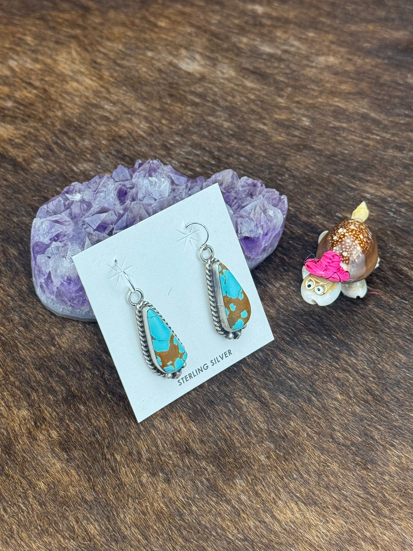 #8 Turquoise Sterling Silver Dangle Earrings