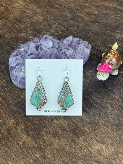 Kingman Turquoise Sterling Silver Dangle Earrings