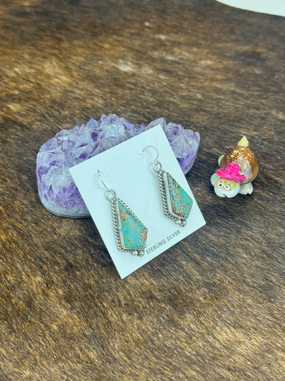 Kingman Turquoise Sterling Silver Dangle Earrings
