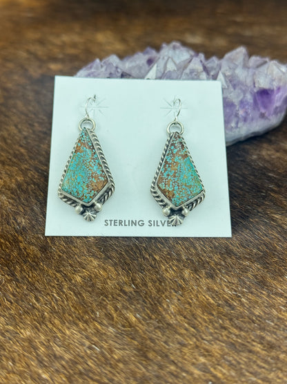 Kingman Turquoise Sterling Silver Dangle Earrings